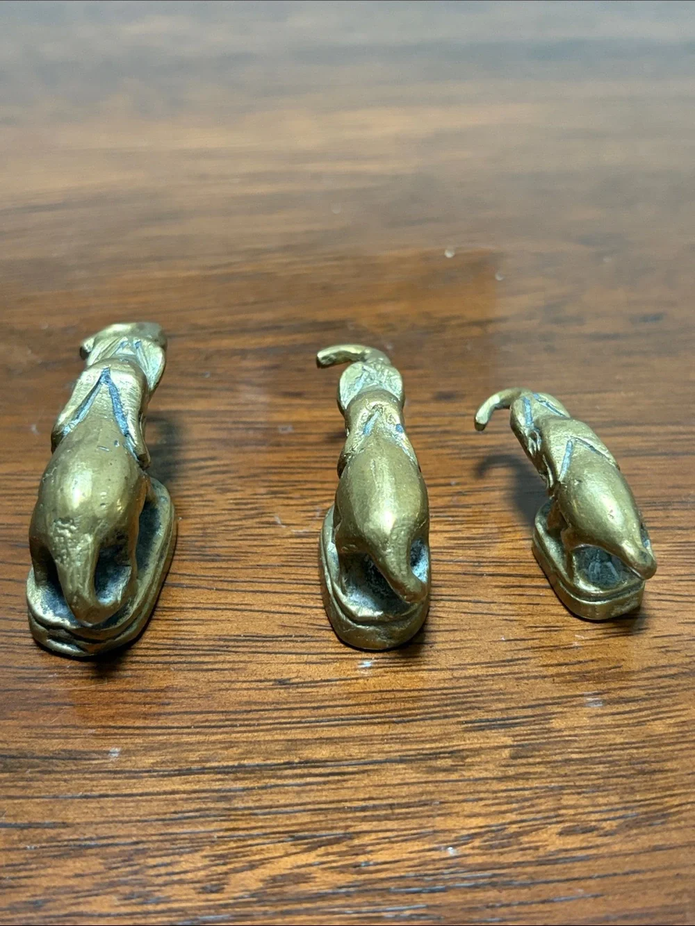 Brass Elephant Figurine Set - Gold Decorative Home Wall Accent